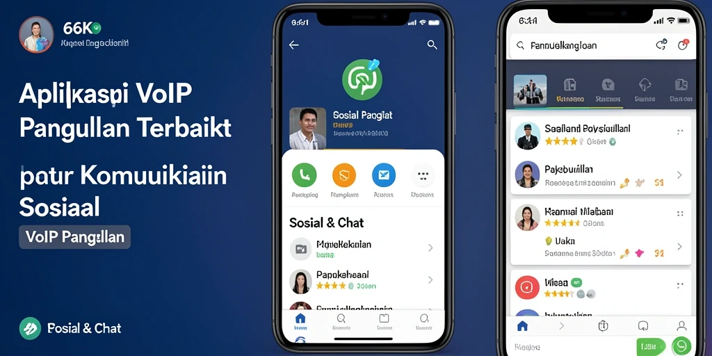 Tampilan antarmuka aplikasi VoIP Panggilan 66K yang sederhana dan modern.