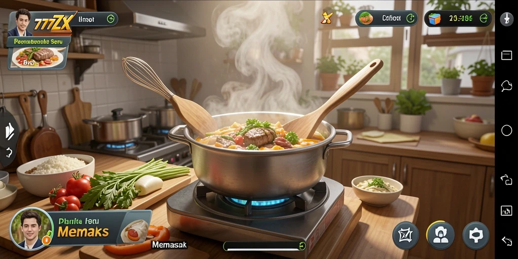 Tampilan antarmuka menarik dalam game Memasak 777ZX.