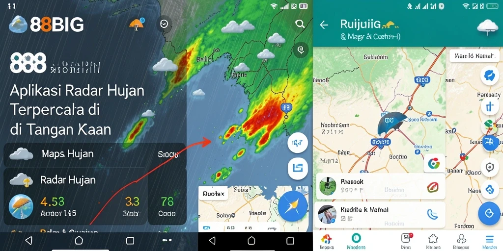 Screenshot utama 88BIG menunjukkan antarmuka radar hujan yang informatif.