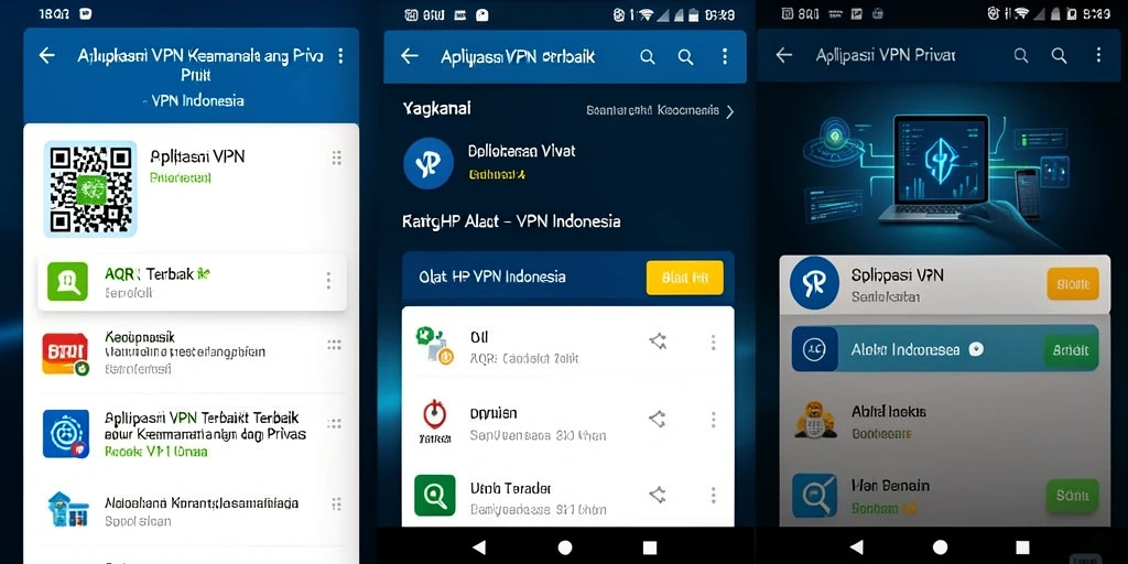 Tampilan antarmuka aplikasi VPN Indonesia yang user-friendly.