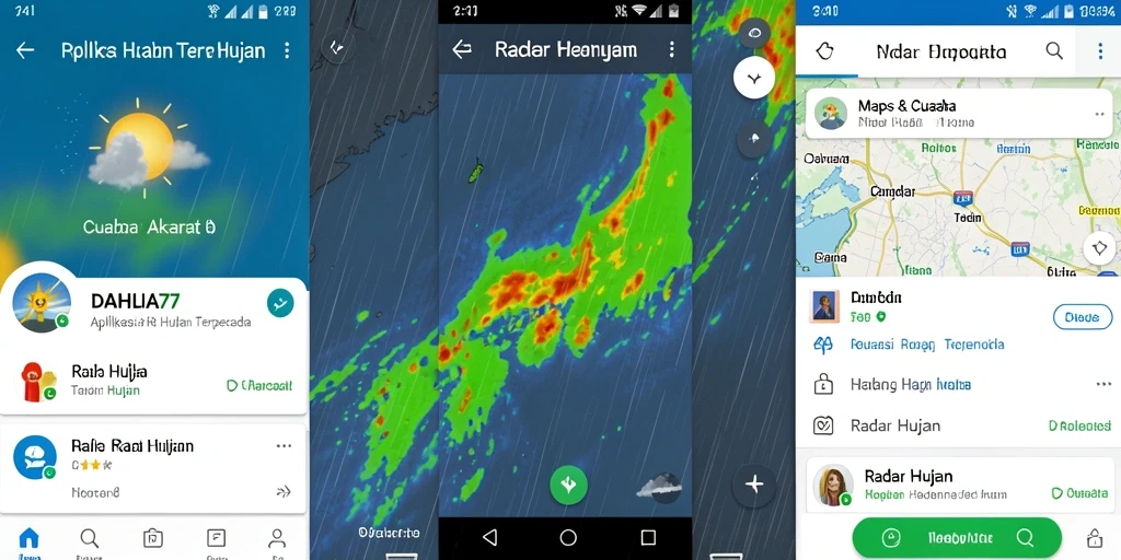 Tampilan antarmuka DAHLIA77 menampilkan radar hujan dengan data cuaca terkini.