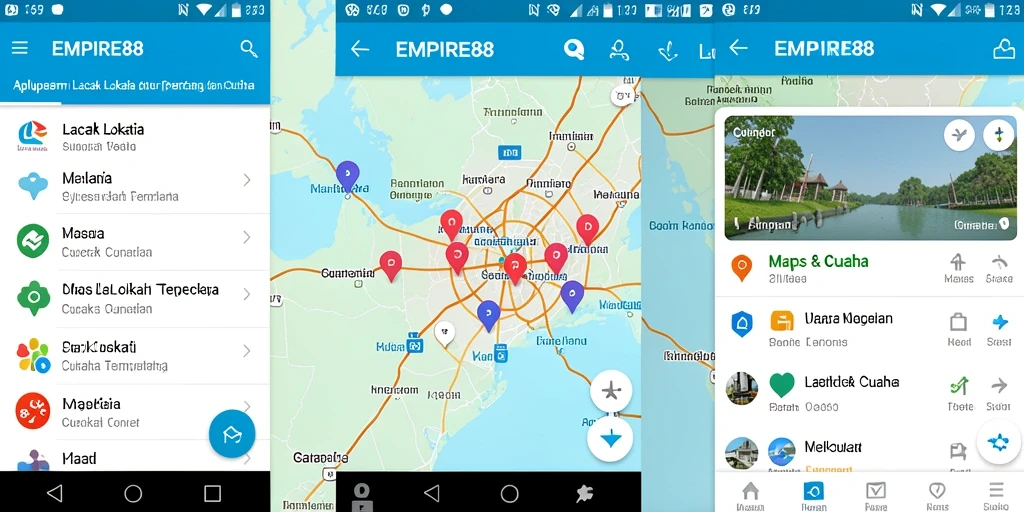 Antarmuka EMPIRE88 menampilkan peta interaktif untuk lacak lokasi.