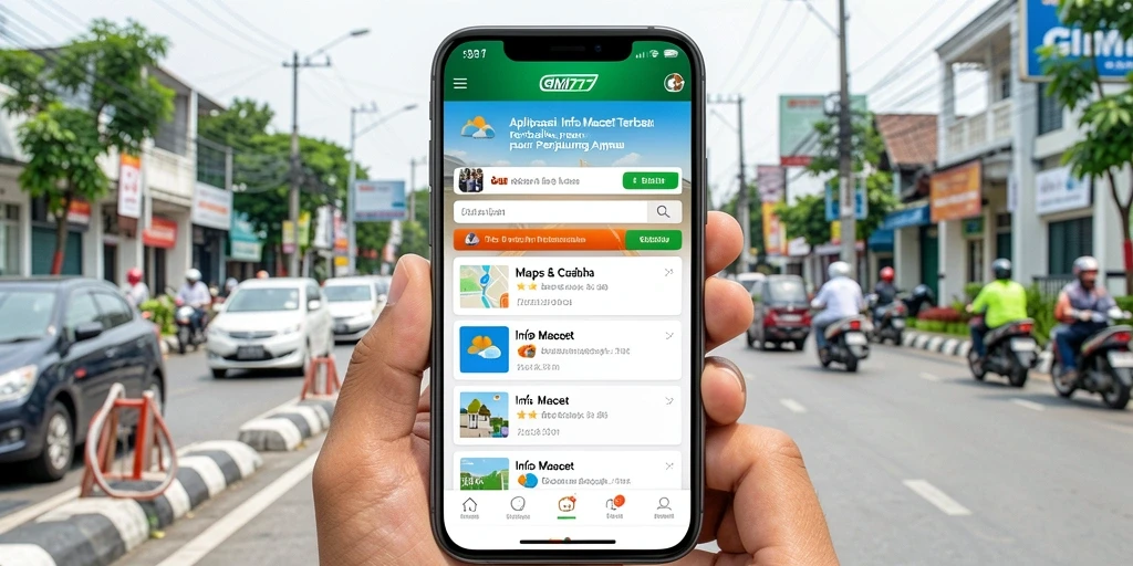 Tampilan antarmuka utama GIM777 dengan informasi lalu lintas.