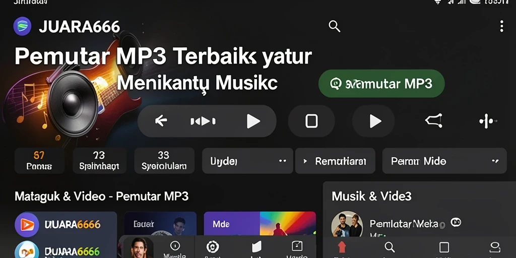 Tampilan antarmuka JUARA666 saat memutar lagu MP3 favorit.