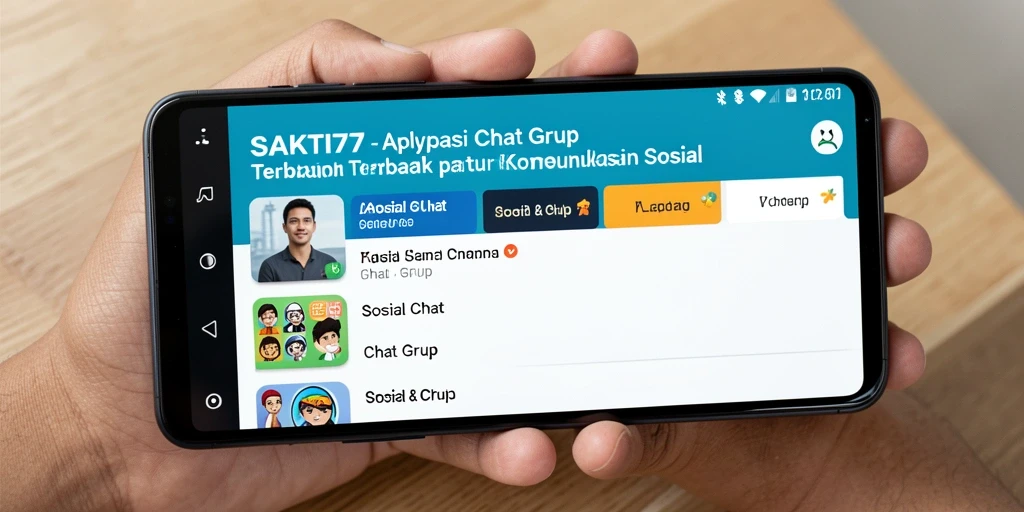 Tampilan antarmuka SAKTI77 dengan fitur Chat Grup yang interaktif.