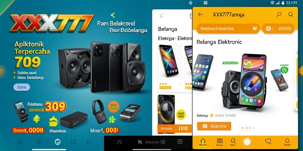 Antarmuka sederhana dan intuitif dari aplikasi XXX777 untuk berbelanja elektronik.